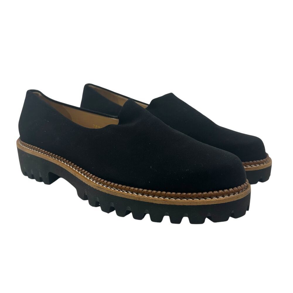 Jon Josef‎ Gemma Elastic Loafer Shoes Lug Sole Stretch Knit Black Size 41 US 11